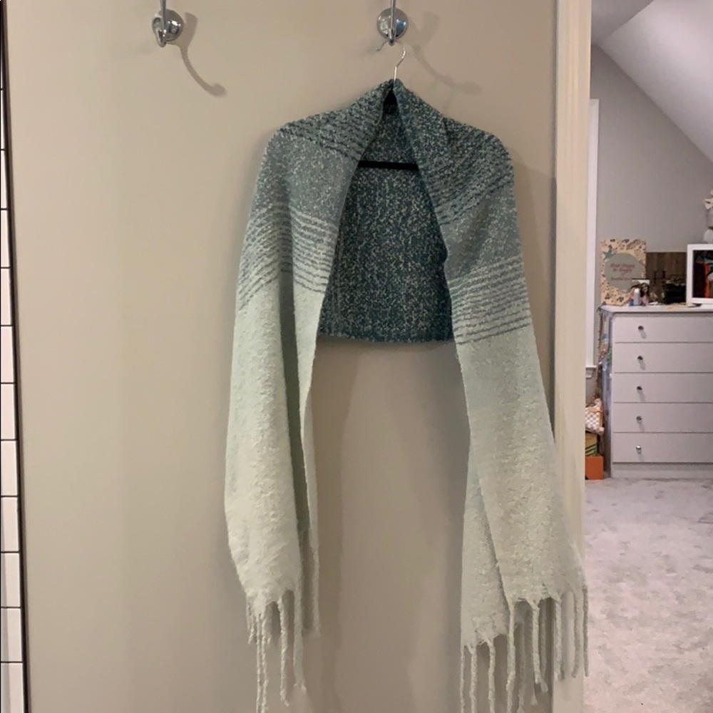 Ombré Oversized Scarf. Teal and Aqua.